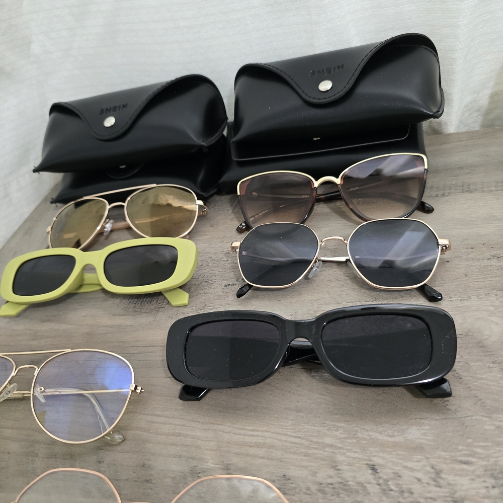 SHEIN Stylish Sunglasses Collection in Black, Gold, and Green